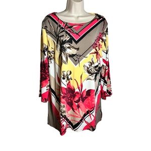 JM Collection “Natural Wonder” Palm Beach Print Tunic Top – Size XL (NWT)!